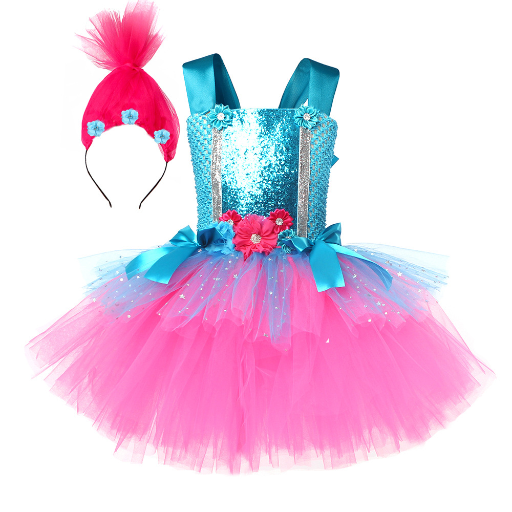 Anime Cosplay Toddler - Trolls Tutu robe pour filles princesse