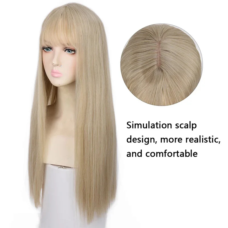 Anime Cosplay Girl With Black Hair - Perruque synthétique longue et droite Houyan