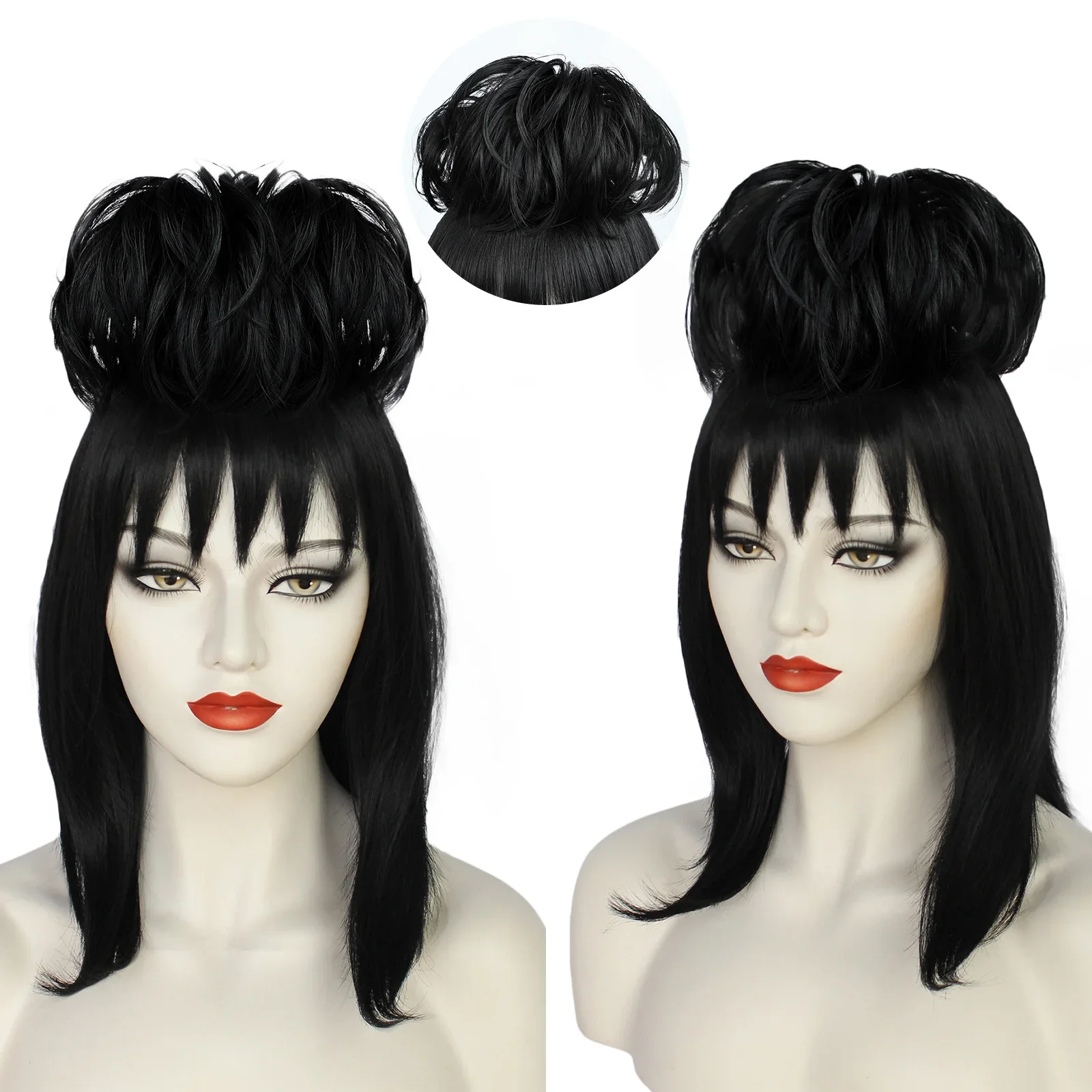 Anime Cosplay Girl With Black Hair - Lydia Dequery-Perruque Cosplay Noire Synthétique pour