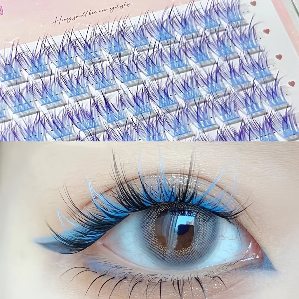 Anime Cosplay Lashes - Cils colorés Mixiaohe, 60 bouquets, application