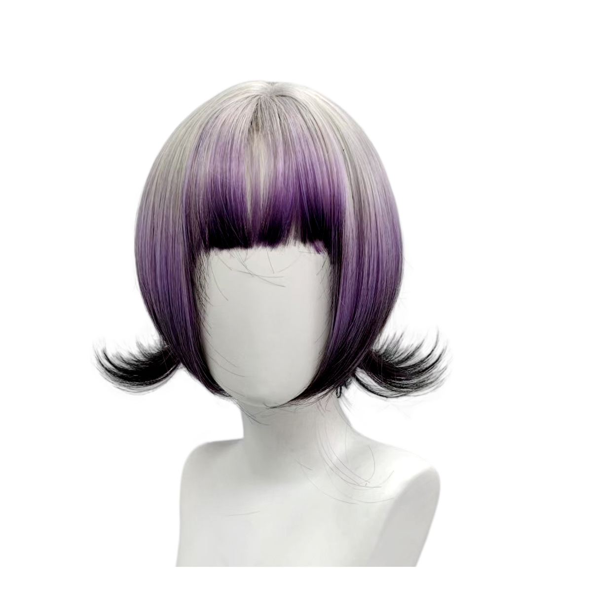 Perruque Bob Ombrée Gris Viole - Anime Cosplay Girl With Black Hair avis et prix